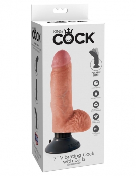 King Cock  17,8cm vibrator cu testicule si ventuza