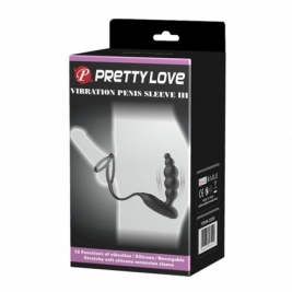 Inel erectie si dop anal cu vibratii Pretty Love III