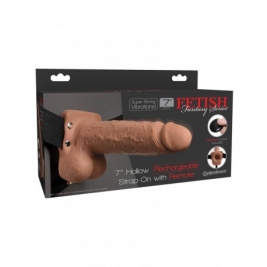 Fetish Fantasy 7″ Hollow Rechargeable Strap-On Remote Tan