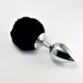  Dop anal, coada iepuras - Pompon Metal Plug Small Black