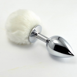 Dop anal cu coada - Pompon Metal Plug Small - alb