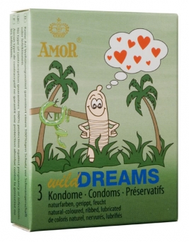 Prezervative cu nervuri AMOR Wild Dreams  3 buc.