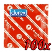  Durex LONDON Red - Rosu 100 buc, prezervative cu aroma de capsuni