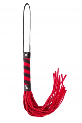 Bici piele - Black&red leather twisted handled whip